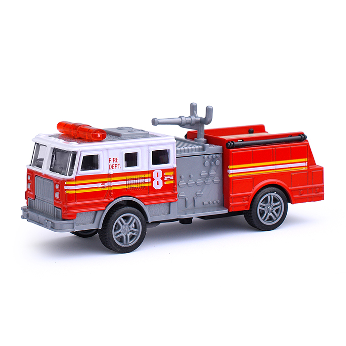 Фото к товару Машина F1126-2M "Пожарная" (металл) на батарейках, в коробке Машина F1126-2M "Пожарная" (металл) на батарейках, в коробке