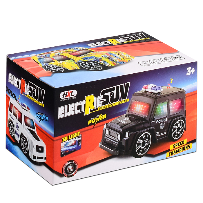 Фото к товару Машина 12025-6 "Полиция" на батарейках, черная/белая, в ассортименте, в коробке Машина 12025-6 "Полиция" на батарейках, черная/белая, в ассортименте, в коробке