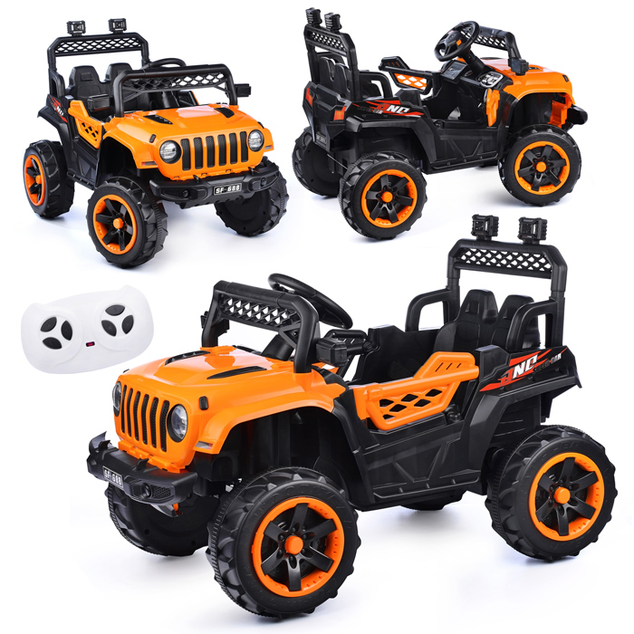 Электромобиль U023393Y "Кросс" на аккумуляторе, с р/у управлением, в коробке (оранжевый)