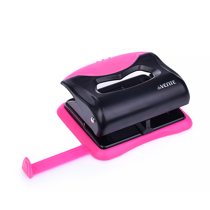 Дырокол "MonoChrome" (20 листов) пластиковый с каучуковой вставкой, с линейкой, в картонной