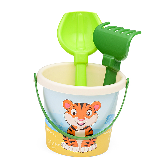Набор №656 сафари: ведро малое с наклейкой, совок №2, грабельки №2