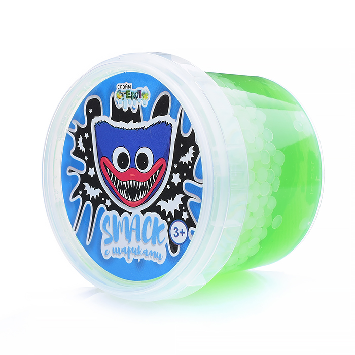 Слайм "Стекло" Smaсk 90 гр, зеленый с шариками