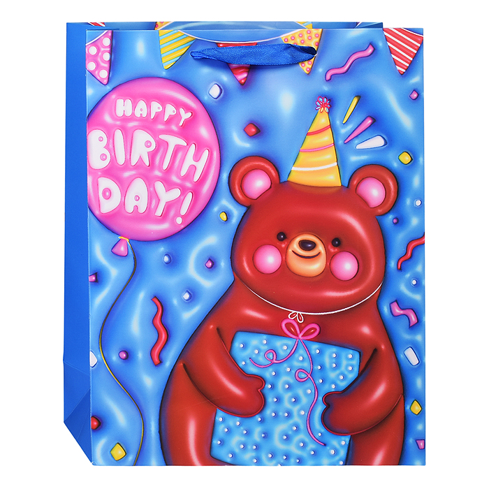 Пакет подарочный 00-6299 "Happy Birthday" 26*32*10,5 см