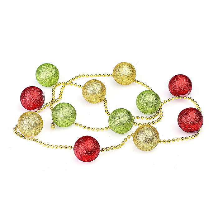 Фото к товару Новогоднее украшение S0979 "Бусы шары" цветные, 100см, в пакете Новогоднее украшение S0979 "Бусы шары" цветные, 100см, в пакете