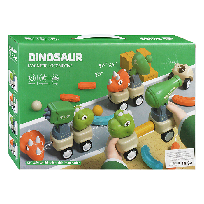 Конструктор магнитный 158-35J "Динозавры" Военные машины, 105 дет., в коробке