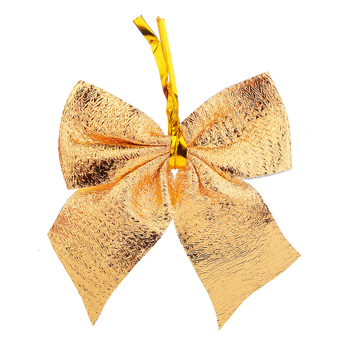 Фото к товару Новогоднее украшение S0912 "Бантики" золотистые (6шт.* 8см.) Новогоднее украшение S0912 "Бантики" золотистые (6шт.* 8см.)
