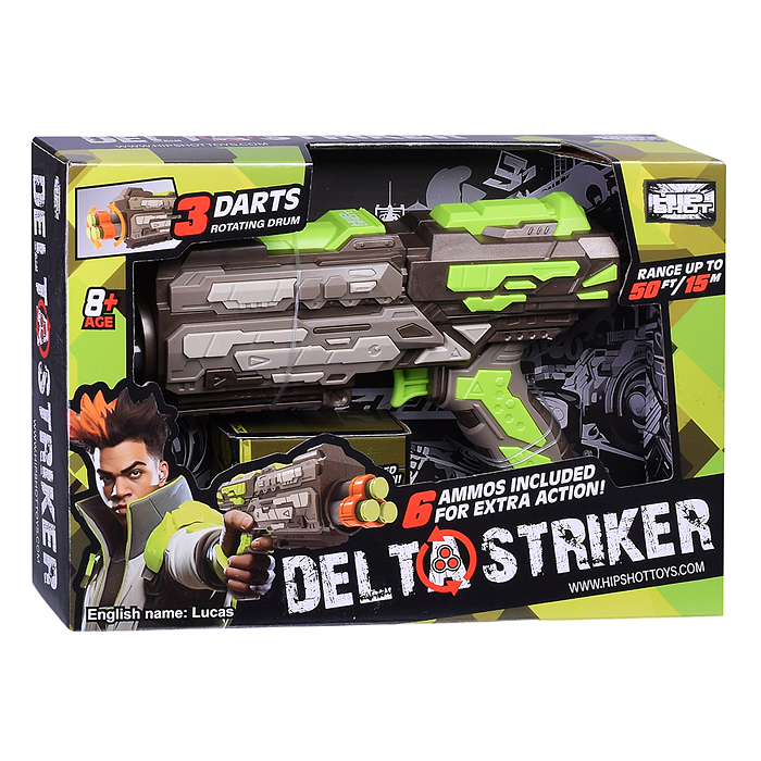 Фото к товару Бластер FJ9006 "Дельта" с мягкими пулями, в коробке Бластер FJ9006 "Дельта" с мягкими пулями, в коробке