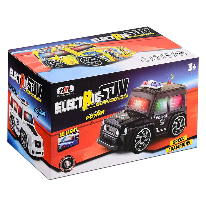 Машина 12025-4 "Полиция" на батарейках, синяя/желтая, в ассортименте, в коробке