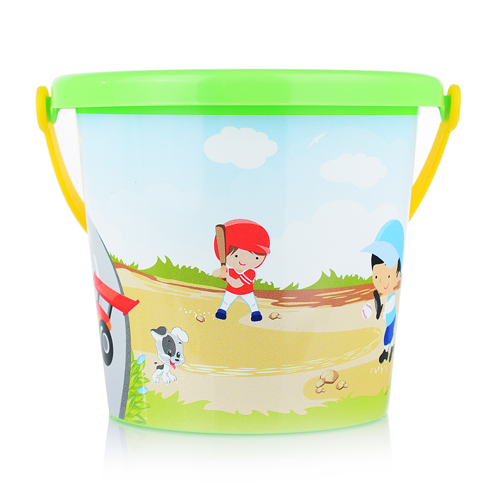 Фото к товару Набор №228: ведро малое с наклейкой, ситечко-цветок, совок №2, грабельки №2, 2 формочки, лейка малая Набор №228: ведро малое с наклейкой, ситечко-цветок, совок №2, грабельки №2, 2 формочки, лейка малая