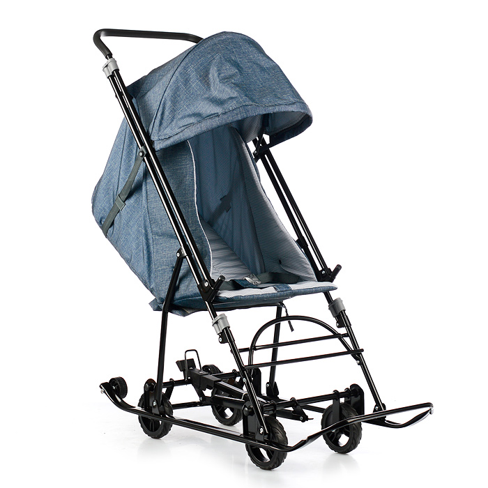 Санки-коляска Снежинка универсал-1 (лен серо-зеленый)