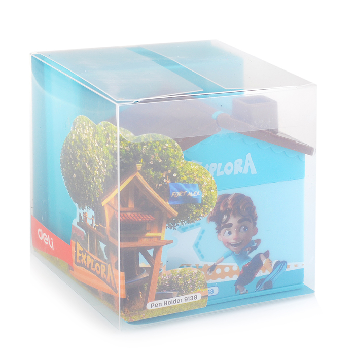 Фото к товару Подставка для пишущих принадлежностей Домик ассорти пластик Подставка для пишущих принадлежностей Домик ассорти пластик