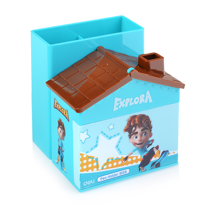 Фото к товару Подставка для пишущих принадлежностей Домик ассорти пластик Подставка для пишущих принадлежностей Домик ассорти пластик