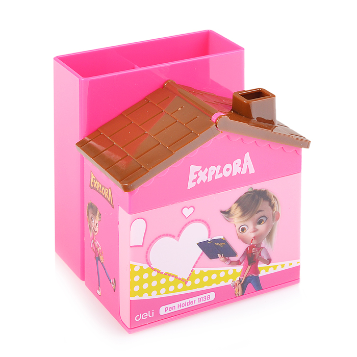 Фото к товару Подставка для пишущих принадлежностей Домик ассорти пластик Подставка для пишущих принадлежностей Домик ассорти пластик