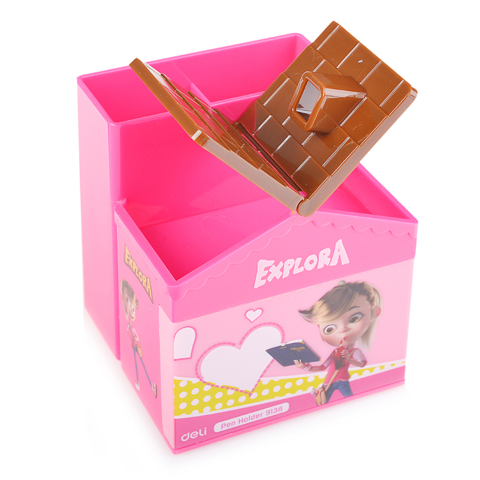 Фото к товару Подставка для пишущих принадлежностей Домик ассорти пластик Подставка для пишущих принадлежностей Домик ассорти пластик