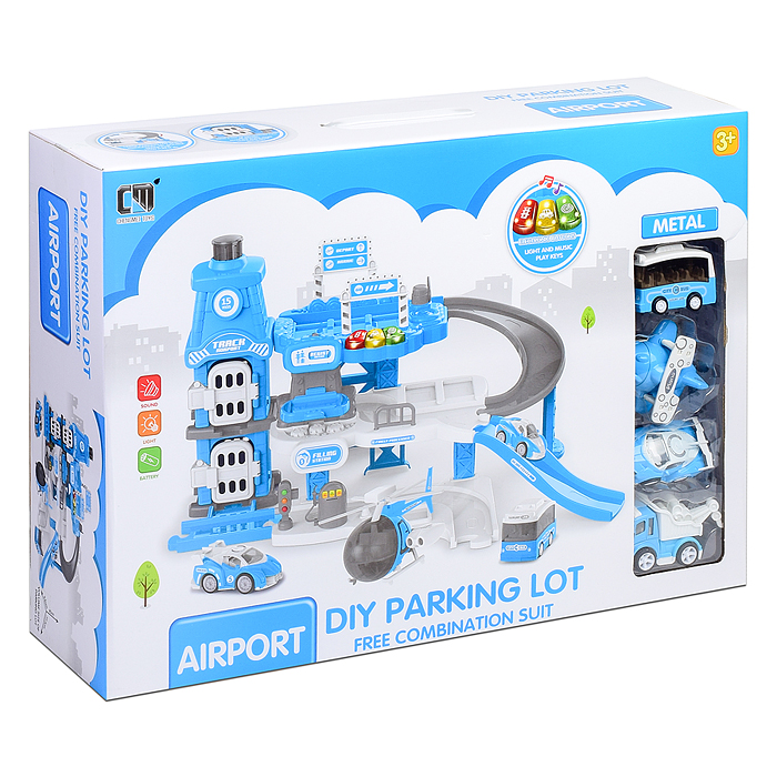 Парковка CLM-997 "Транспорт" голубая, в коробке