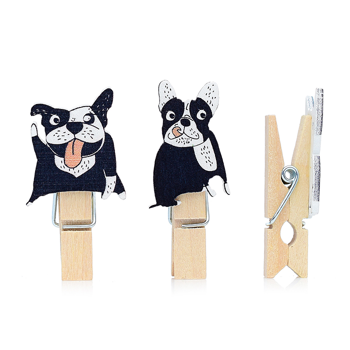 Набор прищепок  декоративных деревянных "Бульдог 10 шт  " 3.5*0,7 *2.5см.