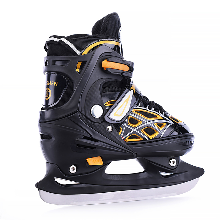 Фото к товару Коньки детские 00-1378, размер M, золото Коньки детские 00-1378, размер M, золото