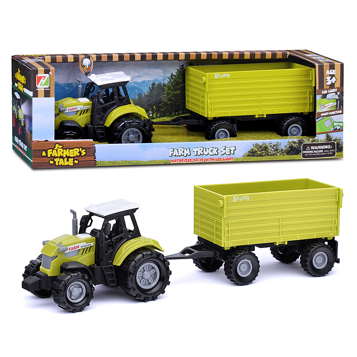 Трактор 550-8P "Фермер №1" с прицепом, на батарейках, в коробке