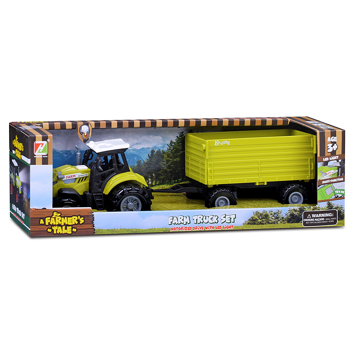 Трактор 550-8P "Фермер №1" с прицепом, на батарейках, в коробке