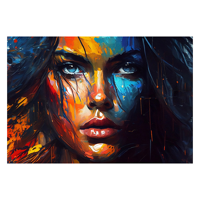 Холст с красками 40х50 по номерам "Пронзающий взгляд девушки" (в коробке) (30цв.) 