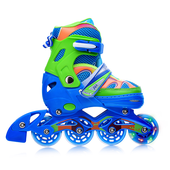 Ролики детские, S сине-зеленые с оранжевым