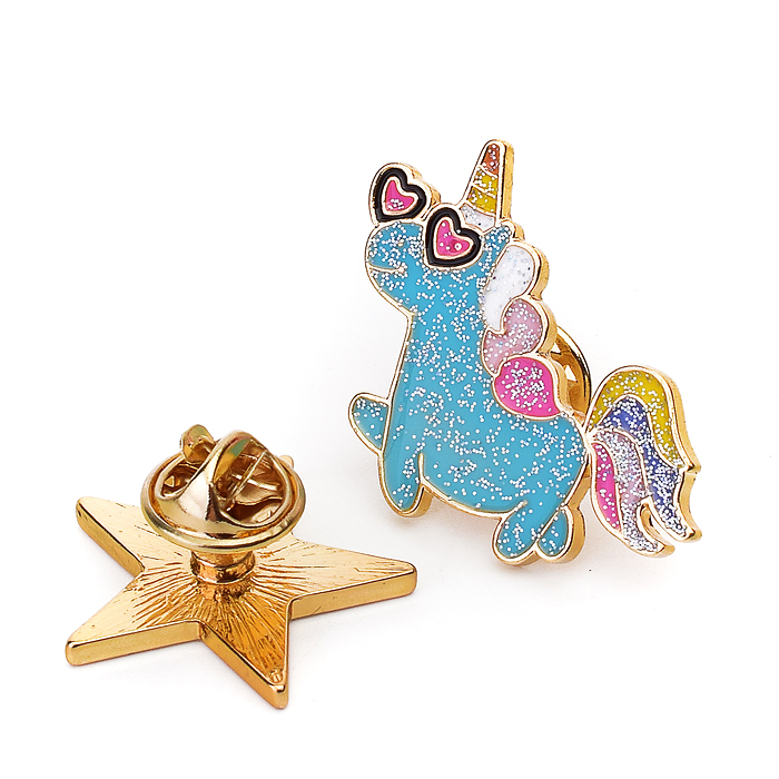 Набор значков "I am a star!" эмалированные, размер изделий: единорог 2,8x3 см, звездочка 2,