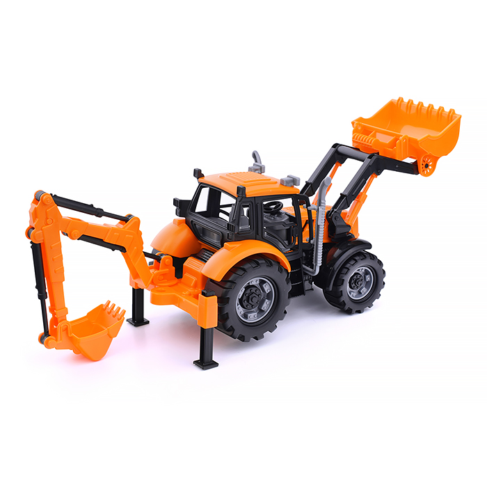 Экскаватор-погрузчик "Прогресс" инерционный (оранжевый) (в коробке)