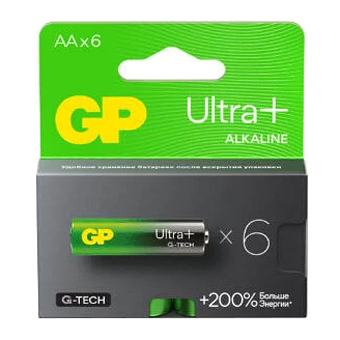 Батарейки алкалиновые GP Ultra Plus GP15AUPA21-2CRB6 G-TECH LR6 BL6