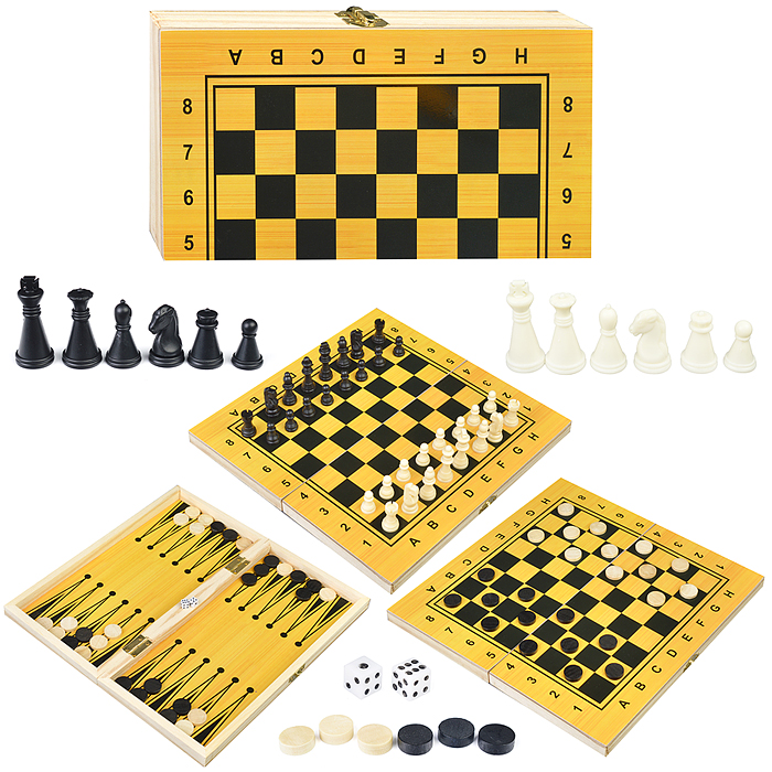 Игра 00-3180, 3 в 1 "Шахматы, шашки, нарды"
