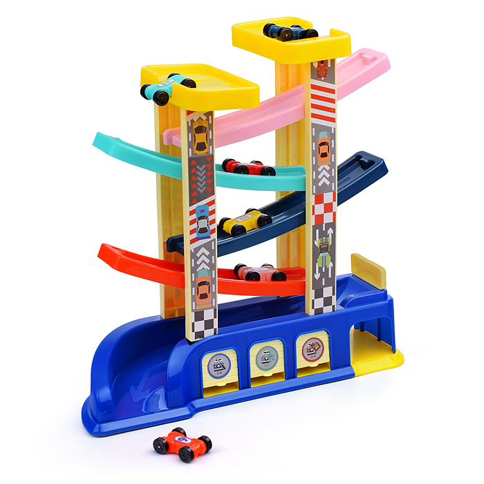 Фото к товару Трек UT0126 "Веселые гонки" с гаражом и машинками, в коробке Трек UT0126 "Веселые гонки" с гаражом и машинками, в коробке