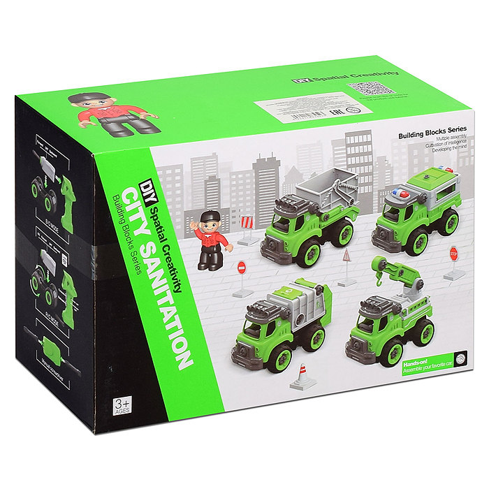 Конструктор LM8042/43/44-SY-3 "Городские службы" зеленый, в коробке