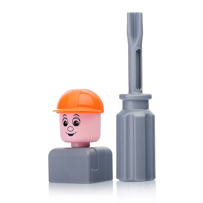 Конструктор-транспорт "Автомобиль-экскаватор" (32 элемента) (жёлто-чёрный)