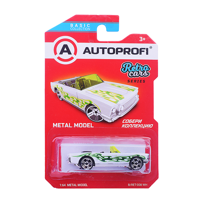 Машинка коллекционная 1:64, Серия Retro Cars, белый Машинка коллекционная 1:64, Серия Retro Cars, белый