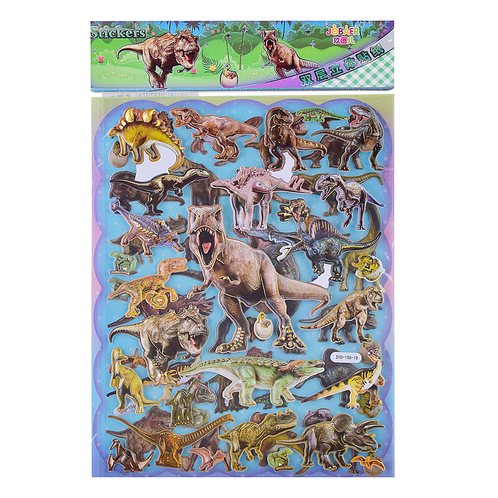 Наклейки Микс 10 дизайнов  самоклеющиеся объёмные   19 * 29 см.