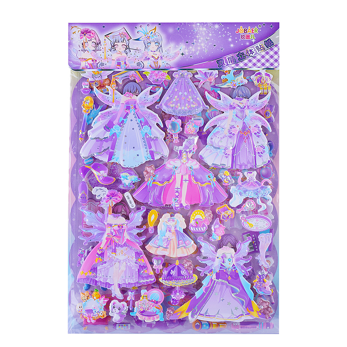 Наклейки Микс 10 дизайнов  самоклеющиеся объёмные   19 * 29 см.