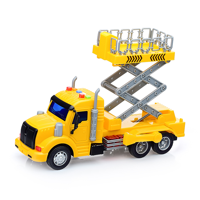 Автомобиль "Профи" с подъёмником инерционный (со светом и звуком) (жёлтый) (в коробке)