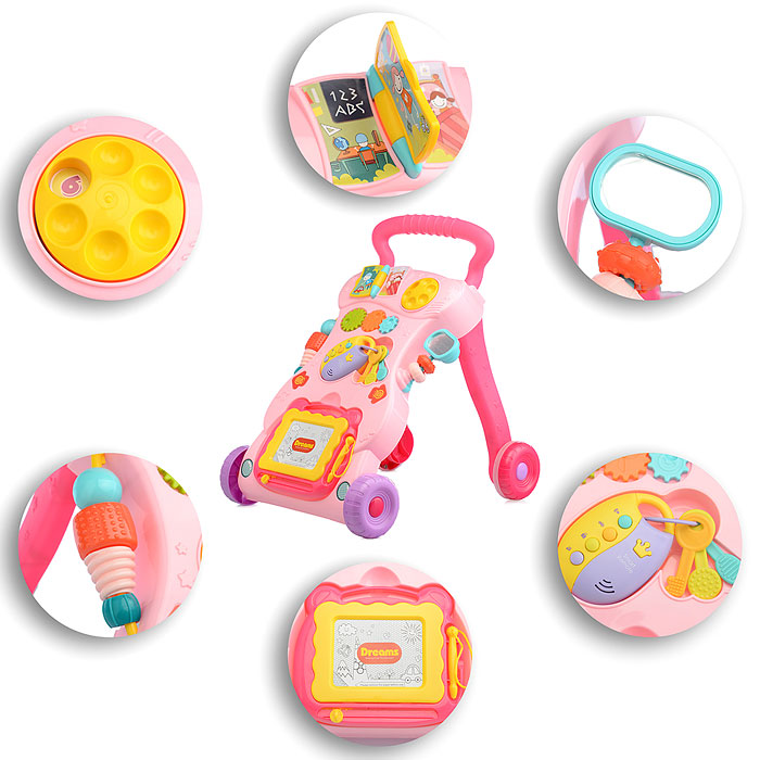 Фото к товару Игровой центр-Каталка HE0823 "Веселые шаги" розовый, в коробке Игровой центр-Каталка HE0823 "Веселые шаги" розовый, в коробке