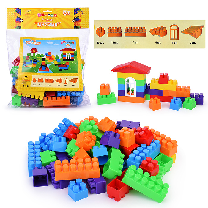 Игрушка-конструктор детский, набор "Друзья", 60 деталей