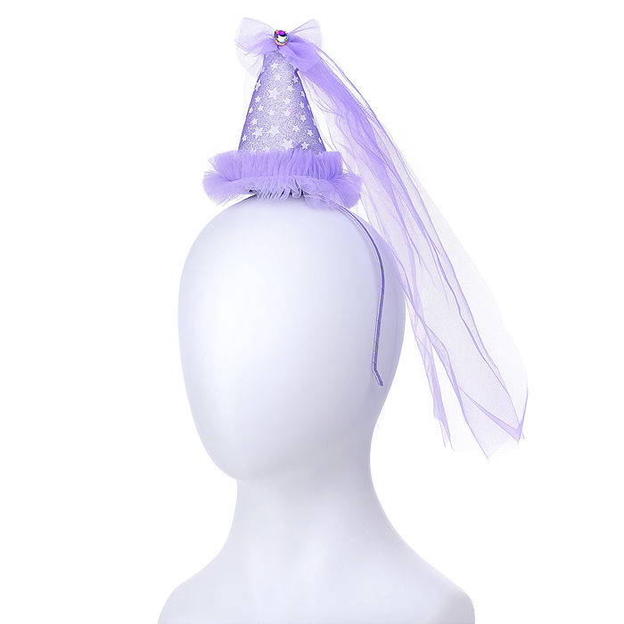 Ободок карнавальный S2097 "Колпачок с фатой" в пакете