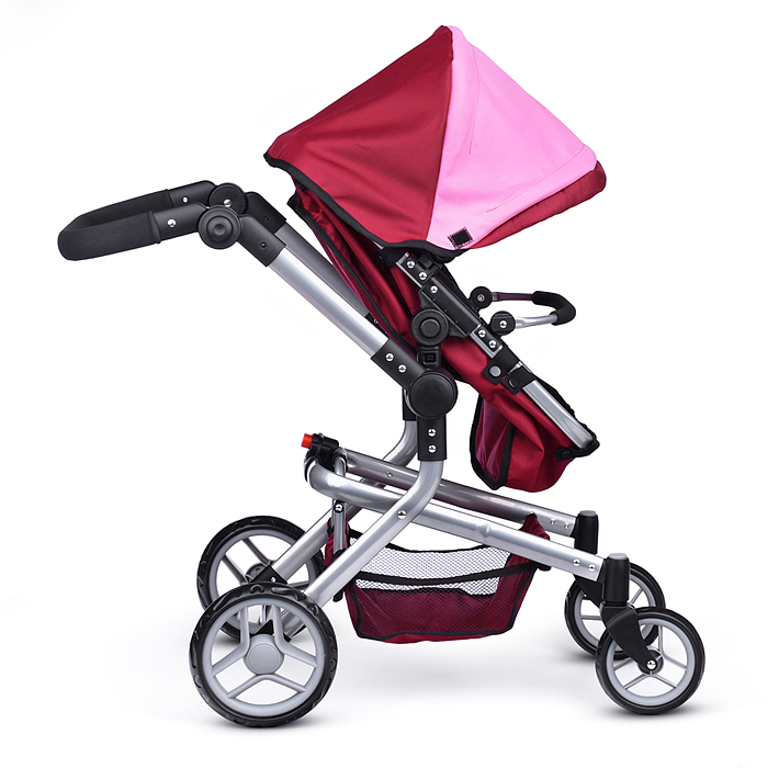 Фото к товару Коляска для кукол 9695A металлическая, регулируемая ручка, с корзиной, цвет розово-бородовый Коляска для кукол 9695A металлическая, регулируемая ручка, с корзиной, цвет розово-бородовый