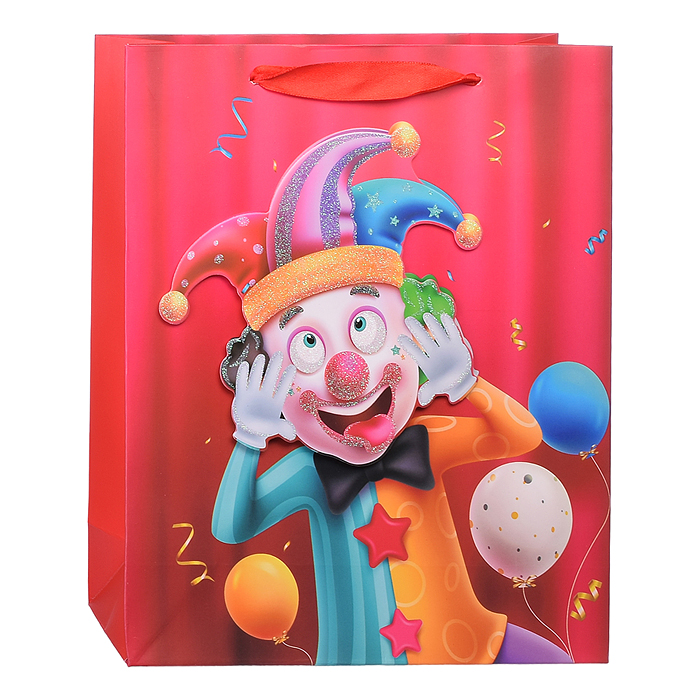 Пакет подарочный 00-4291 "Клоун вечельчак" 26x10x32 см, 3D