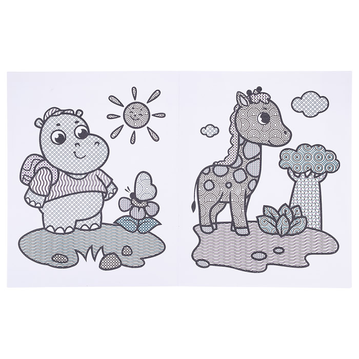 Раскраска водная для малышей. Веселые зверята. 