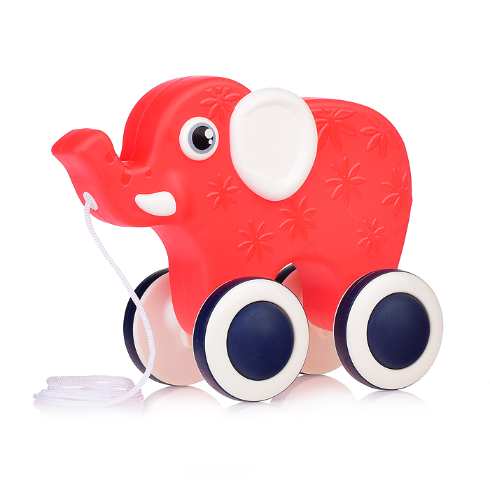 Каталка S-Y017 "Слоник" красный, музыкальный, в коробке