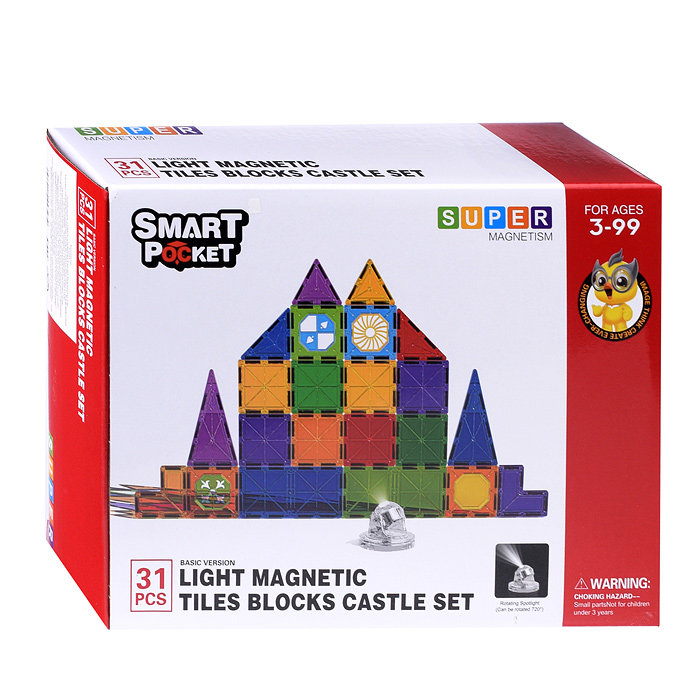 Конструктор магнитный S-C011 "Замок" с прожектором (31 дет.) в коробке