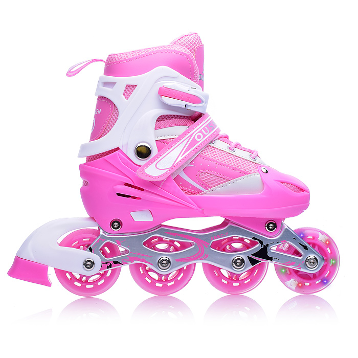 Фото к товару Роликовые коньки U001746Y раздвижные, PU колёса со светом, размер M, розовые, в сумке Роликовые коньки U001746Y раздвижные, PU колёса со светом, размер M, розовые, в сумке