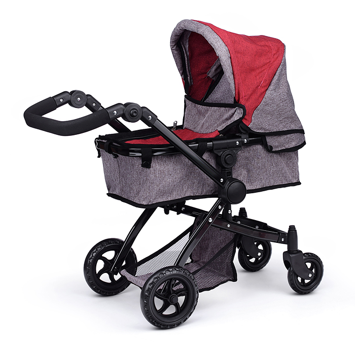 Фото к товару Коляска - трансформер для кукол 9651 металлическая, регулируемая ручка, с корзиной,цвет красно-корич Коляска - трансформер для кукол 9651 металлическая, регулируемая ручка, с корзиной,цвет красно-корич