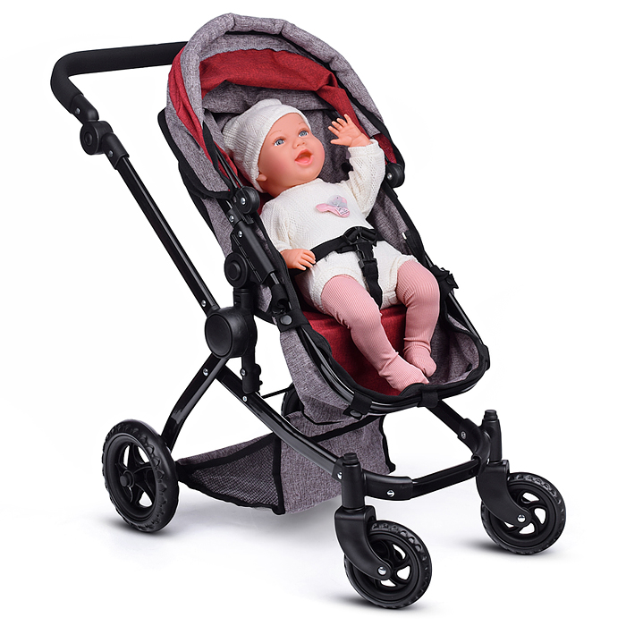 Фото к товару Коляска - трансформер для кукол 9651 металлическая, регулируемая ручка, с корзиной,цвет красно-корич Коляска - трансформер для кукол 9651 металлическая, регулируемая ручка, с корзиной,цвет красно-корич