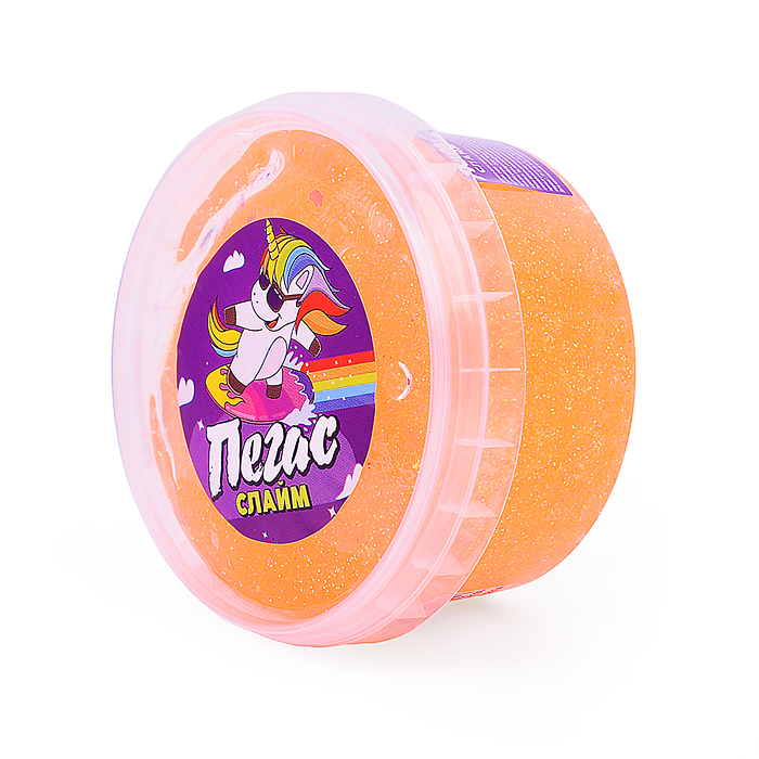 Слайм Пегас, битое стекло оранжевый  200 гр.