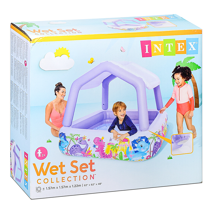 Фото к товару Бассейн надувной детский «Домик», 157 х 157 х 122 см, с навесом, 57470NP INTEX Бассейн надувной детский «Домик», 157 х 157 х 122 см, с навесом, 57470NP INTEX