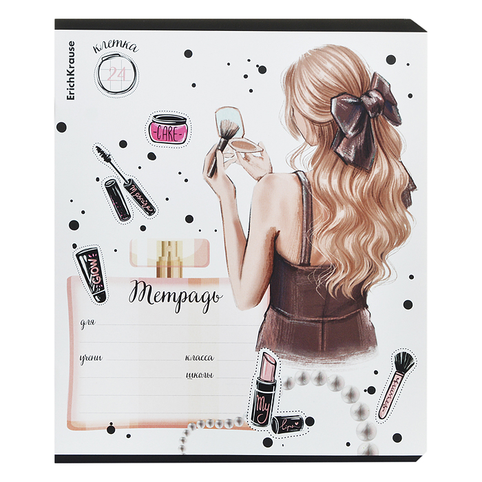 Тетрадь 24 л. клетка, "Fashion Girl" выборочный УФ-лак c глиттером